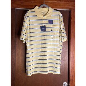 Mens Croft & Barrow Striped Yellow Polo Shirt Short Sleeve Size XXL